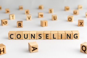 Image of the word counseling in wooden scrabble letters. Many people find group therapy helpful for sexual violence support. We offer any options for that as an option as part of out group therapy in Scotch Plains, NJ 07076.