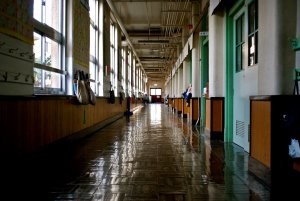 Empty hallways show the darkness of bullying and suicide in schools. 