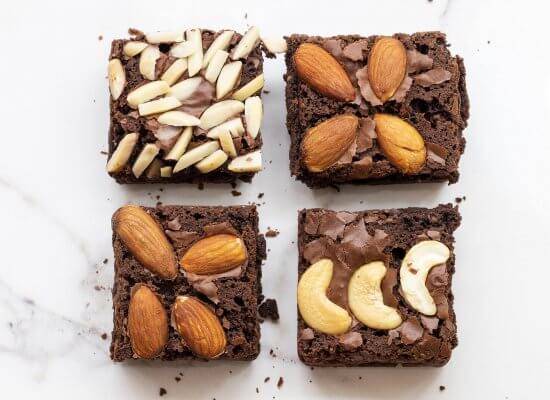 A set of 4 brownies with different nuts on each one. Feeling stressed by your food allergies? We can help you manage your food allergies. Speak with an experienced food allergy therapist in Scotch Plains or Branchburg, NJ today!