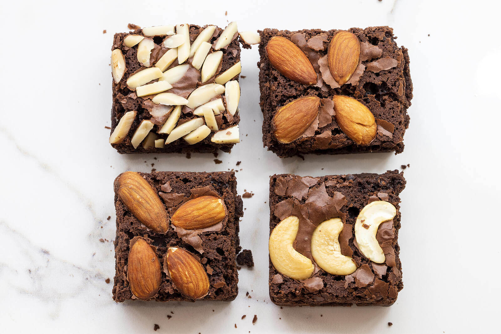 A set of 4 brownies with different nuts on each one. Feeling stressed by your food allergies? We can help you manage your food allergies. Speak with an experienced food allergy therapist in Scotch Plains or Branchburg, NJ today!