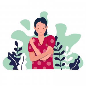A woman hugs herself with plants around her. Looking for relief about food allergies? Our therapists in Branchburg, NJ can assist in handling that stress. Visit Today!