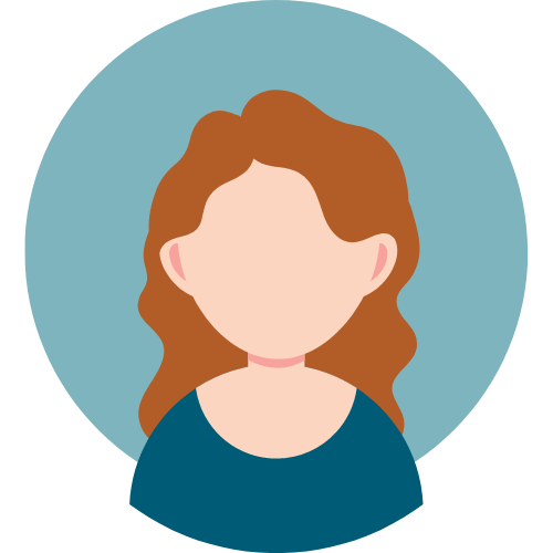 Icon of a person with wavy hair and a blue top.