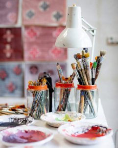 A close up of paint and paint brushes. Learn more about the support a child therapist in Branchburg, NJ can offer by searching for child therapy for anxiety. A child psychologist Westfield NJ can help you address anxiety via anxiety counseling in Scotch Plains, NJ.